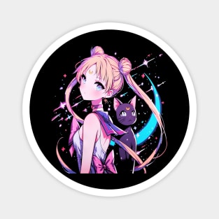 Sailor Moon With Cat Magnet